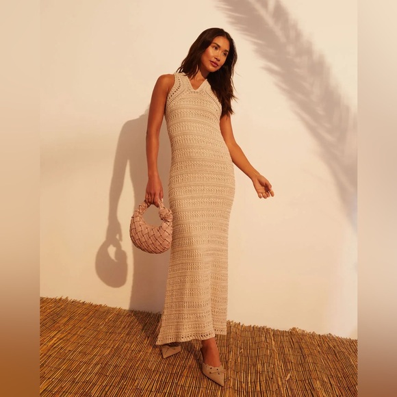 VICI Aruba Crochet Halter Neck Maxi Dress Size Small - Picture 1 of 10